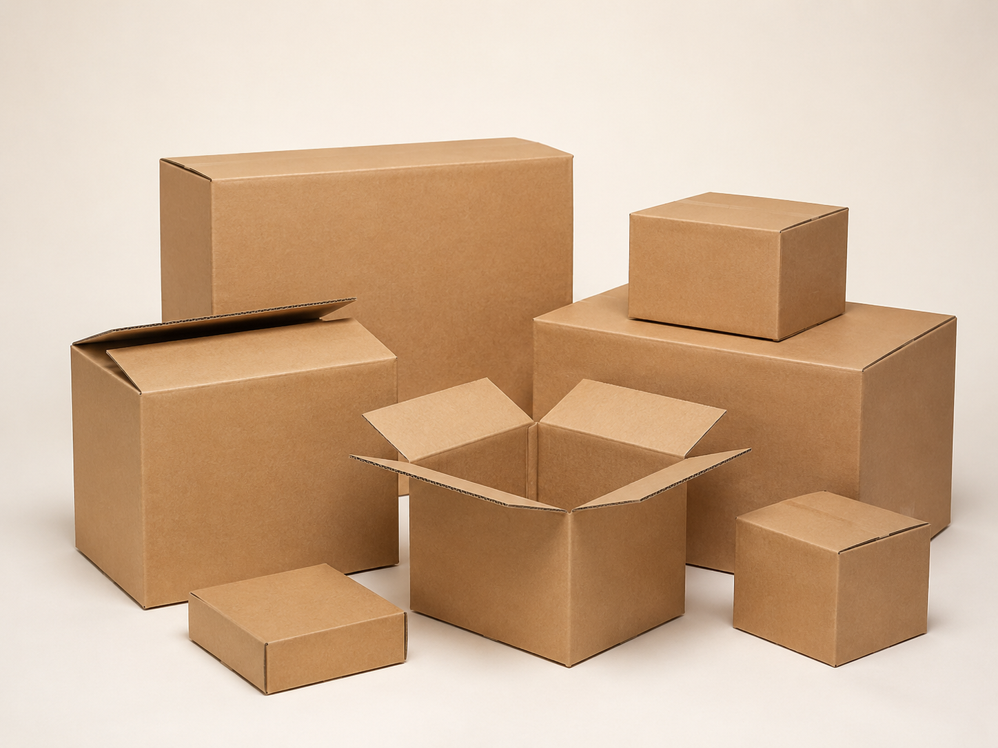 Assorted plain brown corrugated cartons
